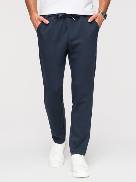 Ombre Clothing Férfi melegítő egyenes szárral sima kötésből - sötétkék V4 OM-PSBC-0221 Ombre Clothing