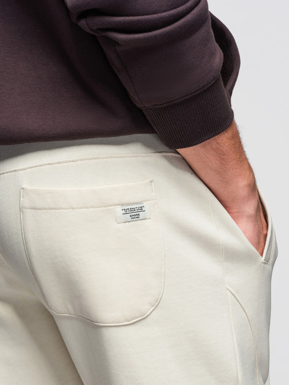 Ombre Clothing Férfi BASIC melegítő bordázott szárral - krém V11 OM-PABS-0305 Ombre Clothing