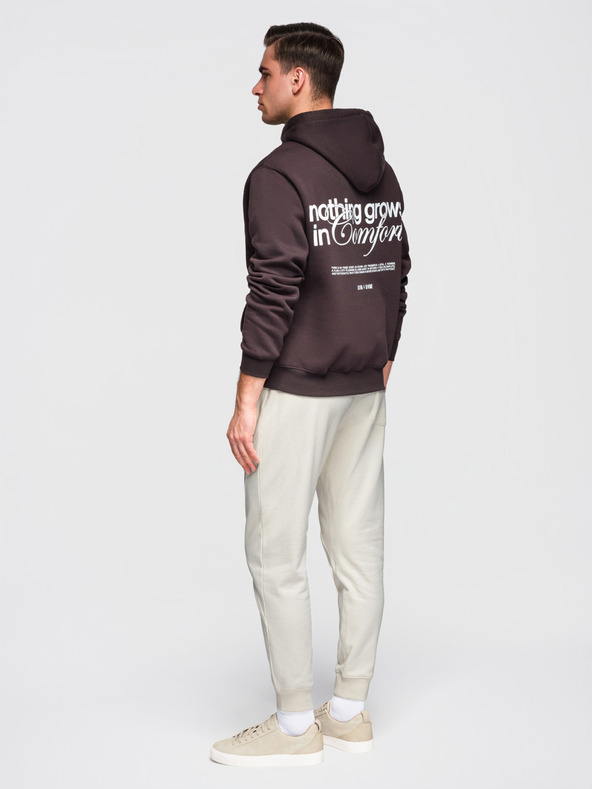 Ombre Clothing Férfi BASIC melegítő bordázott szárral - krém V11 OM-PABS-0305 Ombre Clothing