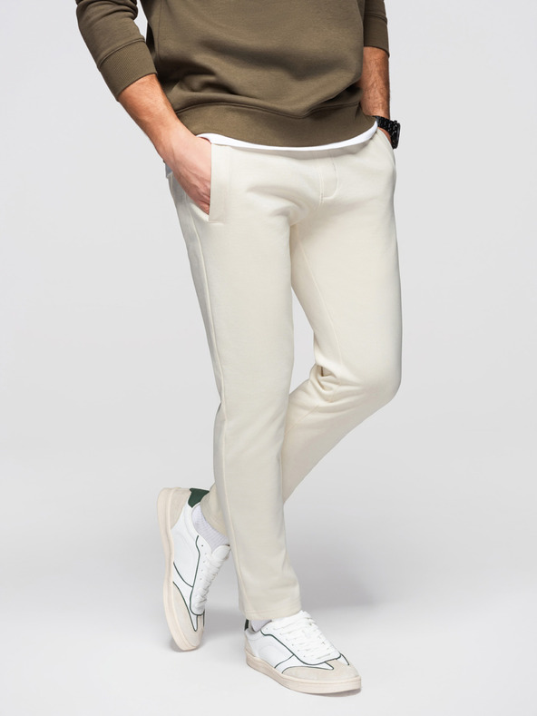 Ombre Clothing Férfi pamut BASIC melegítő nem bélelt szárral - krém V11 OM-PABS-0304 Ombre Clothing