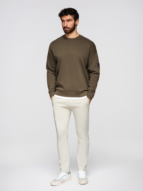 Ombre Clothing Férfi pamut BASIC melegítő nem bélelt szárral - krém V11 OM-PABS-0304 Ombre Clothing