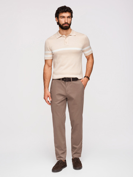 Ombre Clothing Férfi chino nadrág REGULAR FIT - barna V1 OM-PACP-0293 Ombre Clothing