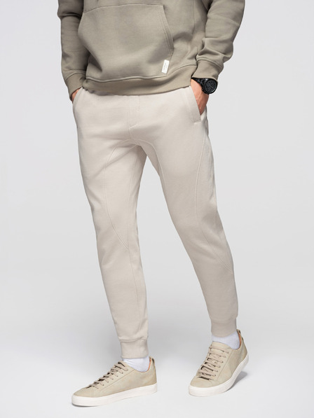 Ombre Clothing Férfi BASIC jogger melegítő bordázott szárral - világos bézs V1 OM-PABS-0305 Ombre Clothing