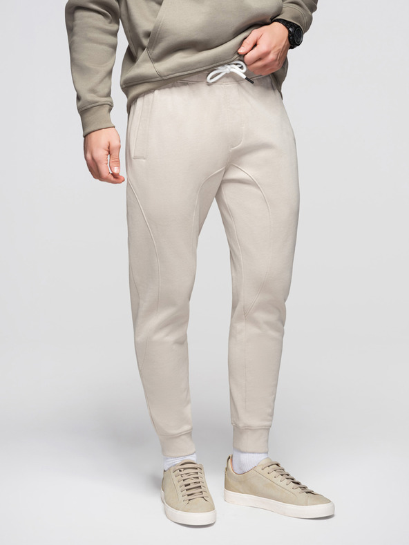 Ombre Clothing Férfi BASIC jogger melegítő bordázott szárral - világos bézs V1 OM-PABS-0305 Ombre Clothing