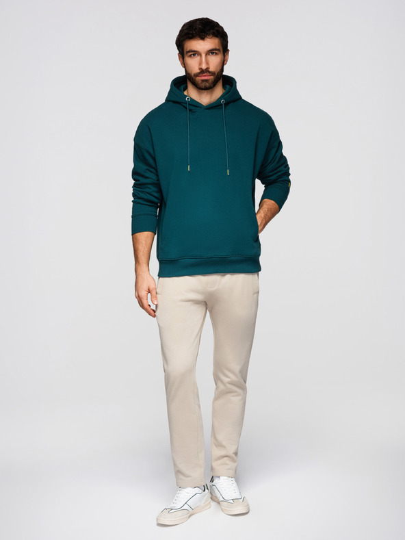 Ombre Clothing Férfi pamut BASIC melegítő nem bélelt szárral - világos bézs V1 OM-PABS-0304 Ombre Clothing