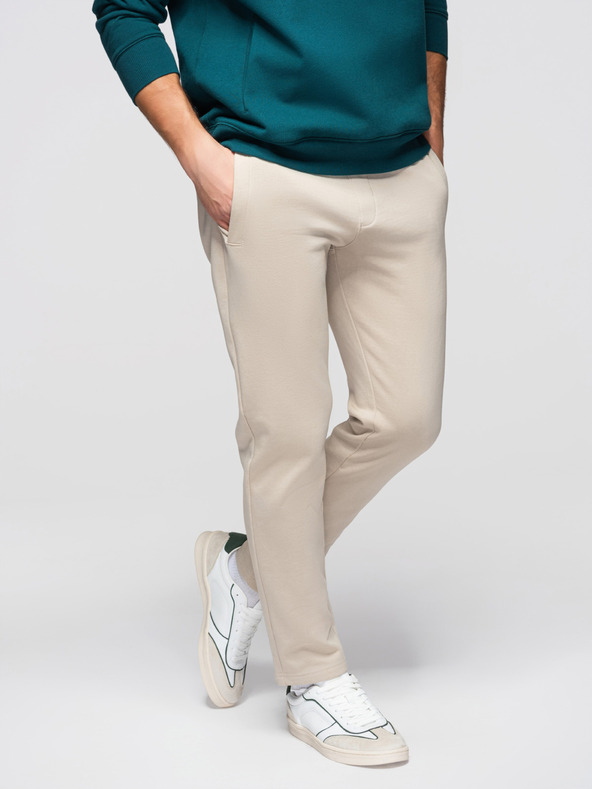 Ombre Clothing Férfi pamut BASIC melegítő nem bélelt szárral - világos bézs V1 OM-PABS-0304 Ombre Clothing