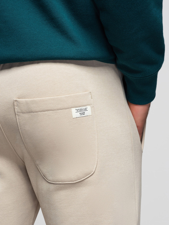 Ombre Clothing Férfi pamut BASIC melegítő nem bélelt szárral - világos bézs V1 OM-PABS-0304 Ombre Clothing