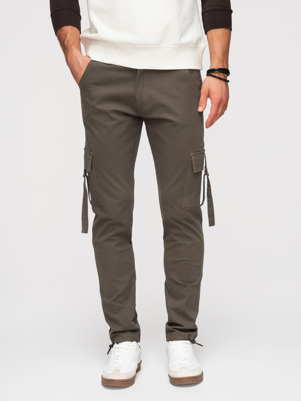 Ombre Clothing Férfi cargo nadrág egyenes szárral és húzható szegéllyel - grafitszürke V3 P1516 Ombre Clothing
