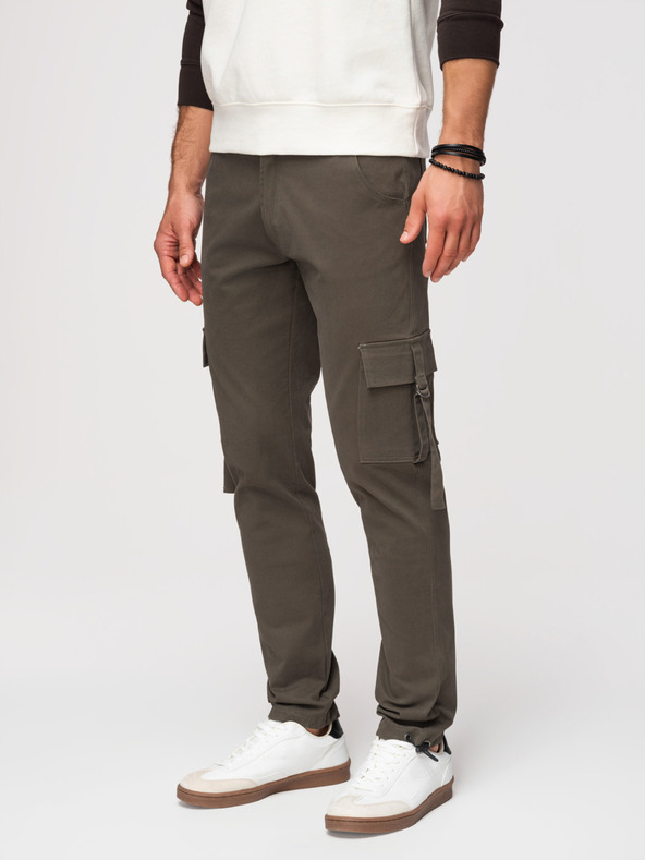 Ombre Clothing Férfi cargo nadrág egyenes szárral és húzható szegéllyel - grafitszürke V3 P1516 Ombre Clothing