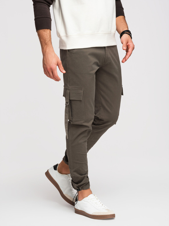 Ombre Clothing Férfi cargo nadrág egyenes szárral és húzható szegéllyel - grafitszürke V3 P1516 Ombre Clothing