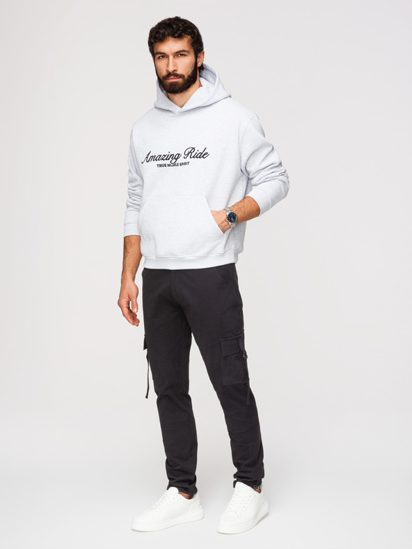 Ombre Clothing Férfi cargo nadrág egyenes szárral és húzható szegéllyel - fekete V4 P1516 Ombre Clothing