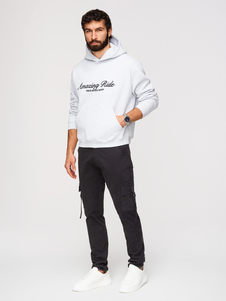 Ombre Clothing Férfi cargo nadrág egyenes szárral és húzható szegéllyel - fekete V4 P1516 Ombre Clothing