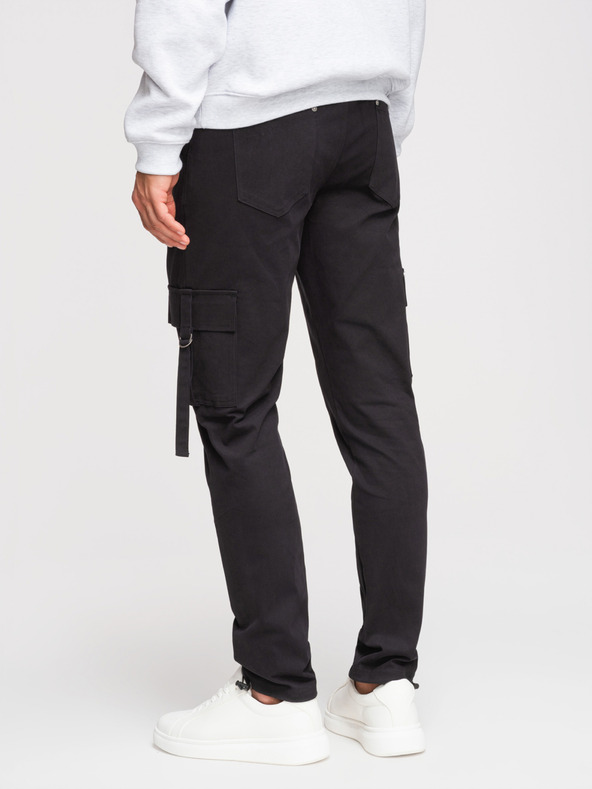 Ombre Clothing Férfi cargo nadrág egyenes szárral és húzható szegéllyel - fekete V4 P1516 Ombre Clothing