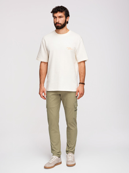 Ombre Clothing Férfi cargo nadrág egyenes lábszárral és cipzáros zsebekkel - oliva szín V2 P1517 Ombre Clothing