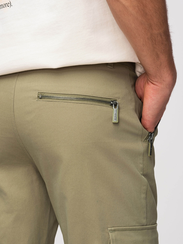Ombre Clothing Férfi cargo nadrág egyenes lábszárral és cipzáros zsebekkel - oliva szín V2 P1517 Ombre Clothing