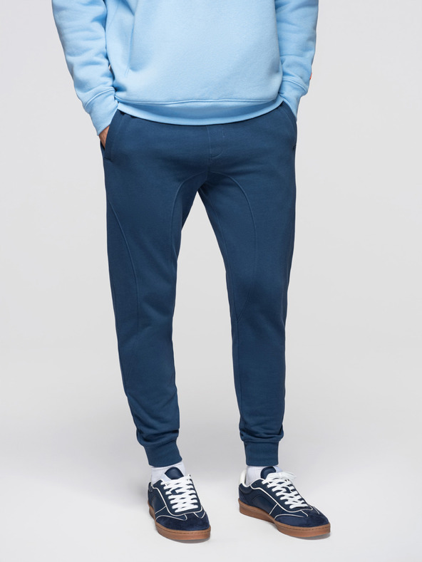 Ombre Clothing Férfi melegítő BASIC jogger bordázott lábszárral - sötétkék V4 OM-PABS-0305 Ombre Clothing