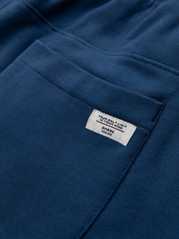 Ombre Clothing Férfi melegítő BASIC jogger bordázott lábszárral - sötétkék V4 OM-PABS-0305 Ombre Clothing