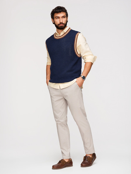 Ombre Clothing Férfi chino nadrág REGULAR FIT - bézs V2 OM-PACP-0293 Ombre Clothing