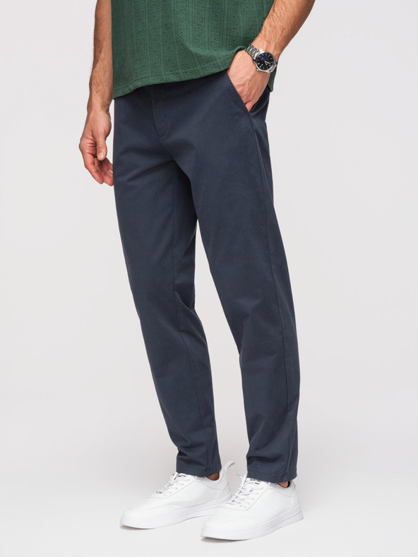 Ombre Clothing Férfi szilárd chino nadrág REGULAR FIT - sötétkék V4 OM-PACP-0293 Ombre Clothing