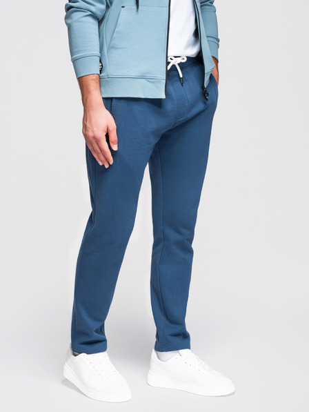 Ombre Clothing Férfi pamut melegítő nadrág BASIC bélés nélkül - sötétkék V4 OM-PABS-0304 Ombre Clothing