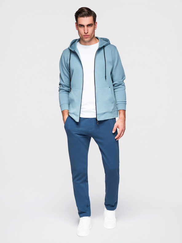 Ombre Clothing Férfi pamut melegítő nadrág BASIC bélés nélkül - sötétkék V4 OM-PABS-0304 Ombre Clothing