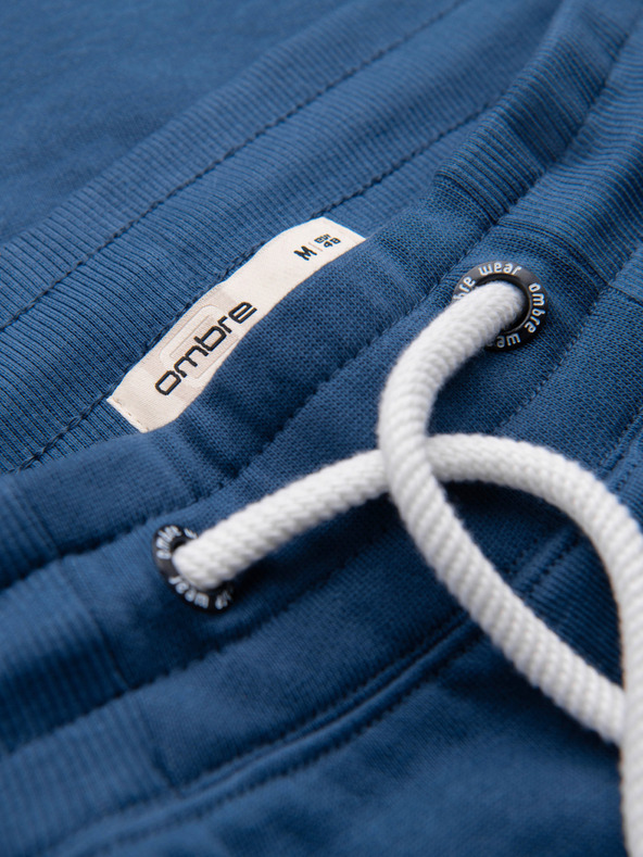 Ombre Clothing Férfi pamut melegítő nadrág BASIC bélés nélkül - sötétkék V4 OM-PABS-0304 Ombre Clothing