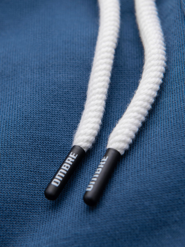 Ombre Clothing Férfi pamut melegítő nadrág BASIC bélés nélkül - sötétkék V4 OM-PABS-0304 Ombre Clothing