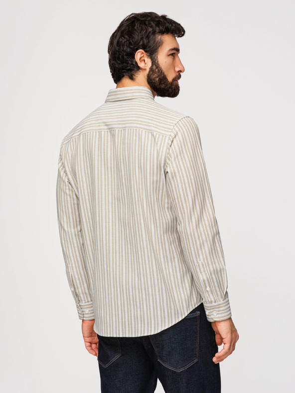 Ombre Clothing Férfi pamut ing REGULAR FIT finom csíkokkal - beige V1 K703 Ombre Clothing