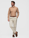 Ombre Clothing Férfi vászon ing álló gallérral és zsebbal REGULAR FIT - világos barna V7 K704 Ombre Clothing