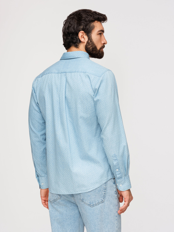 Ombre Clothing Férfi pamut ing finom denimből mintával - világos kék V1 K702 Ombre Clothing