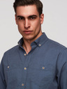 Ombre Clothing Férfi lenvászon ing klasszikus gallérral és zsebekkel REGULAR FIT - kék V4 OM-SHCS-0134 Ombre Clothing