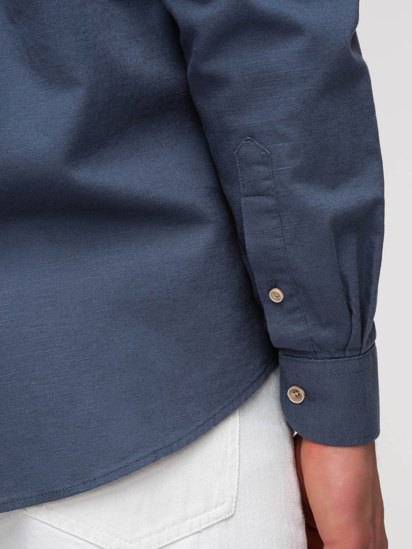 Ombre Clothing Férfi lenvászon ing klasszikus gallérral és zsebekkel REGULAR FIT - kék V4 OM-SHCS-0134 Ombre Clothing