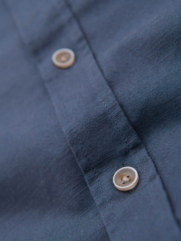Ombre Clothing Férfi lenvászon ing klasszikus gallérral és zsebekkel REGULAR FIT - kék V4 OM-SHCS-0134 Ombre Clothing
