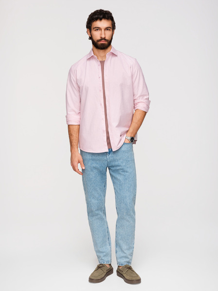 Ombre Clothing Férfi pasztell pamut oxford ing - világos rózsaszín V1 K705 Ombre Clothing