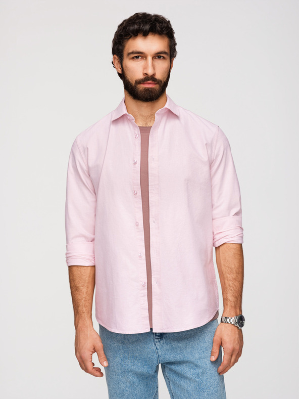 Ombre Clothing Férfi pasztell pamut oxford ing - világos rózsaszín V1 K705 Ombre Clothing