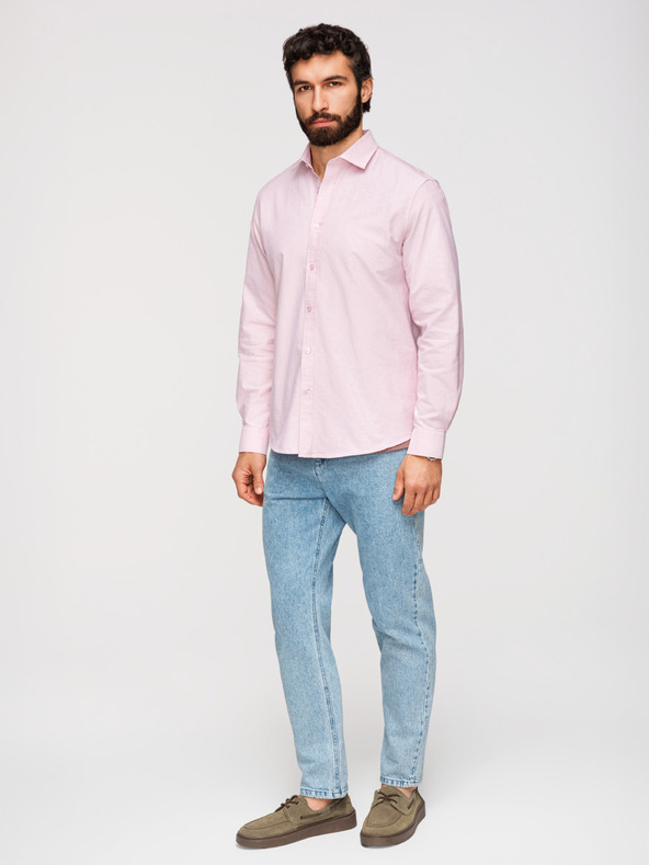 Ombre Clothing Férfi pasztell pamut oxford ing - világos rózsaszín V1 K705 Ombre Clothing