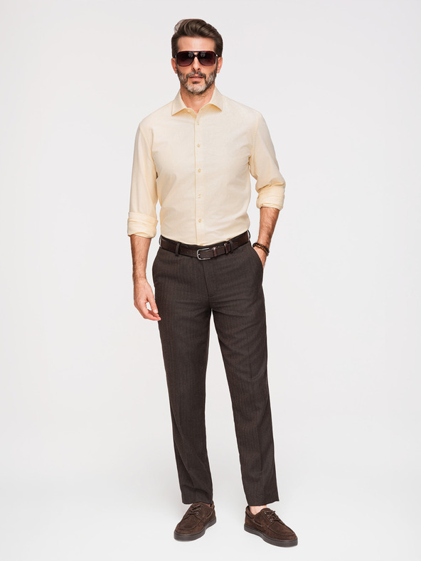 Ombre Clothing Pasztell pamut férfi oxford ing - világos sárga V3 K705 Ombre Clothing