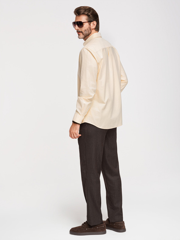 Ombre Clothing Pasztell pamut férfi oxford ing - világos sárga V3 K705 Ombre Clothing