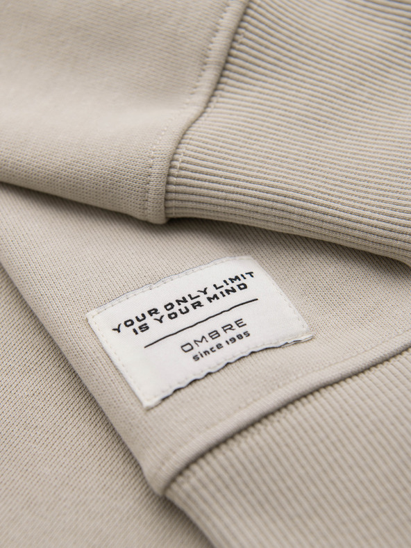 Ombre Clothing Férfi pulóver BASIC kerek nyakkivágással - világos beige Ombre Clothing