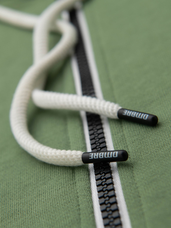 Ombre Clothing Férfi pamut pulóver BASIC zippes kapucnival - zöld V3 OM-SSBZ-0272 Ombre Clothing