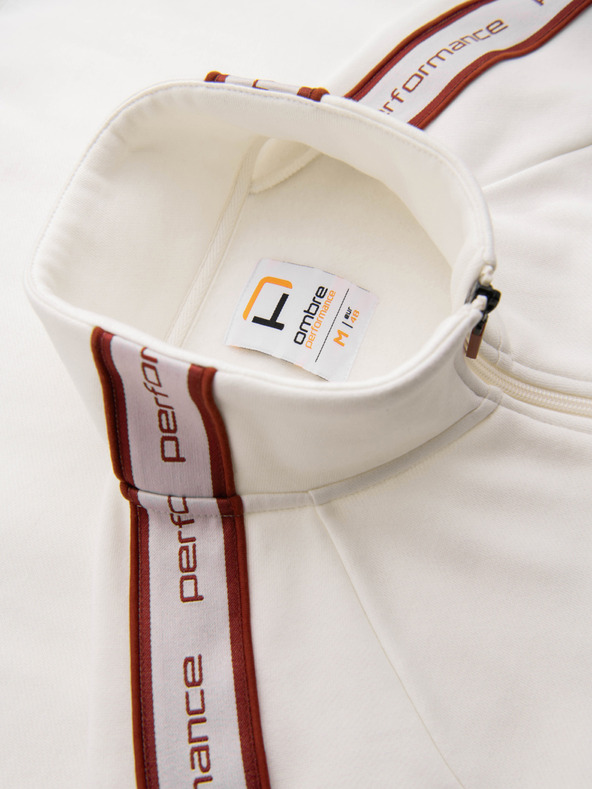 Ombre Clothing Férfi rugalmas pulóver kontrasztos szegélyezéssel és magas gallérral - krém V2 B1715 Ombre Clothing