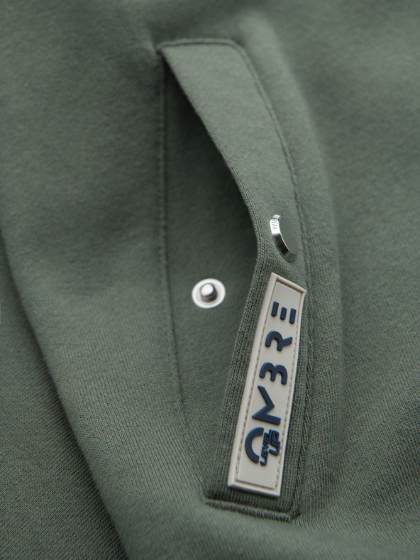 Ombre Clothing Férfi pulóver magas gallérral és szegélyezéssel - oliva V2 B1718 Ombre Clothing