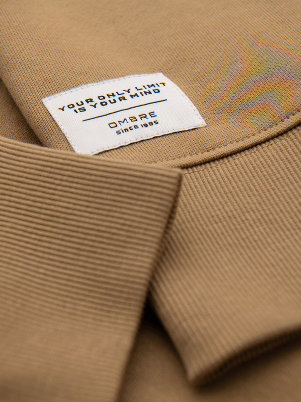 Ombre Clothing Férfi pulóver BASIC kerek nyakkivágással - barna Ombre Clothing