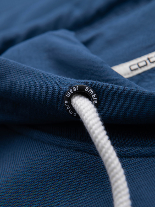 Ombre Clothing Férfi pamut pulóver BASIC zippes kapucnival - sötétkék V4 OM-SSBZ-0272 Ombre Clothing