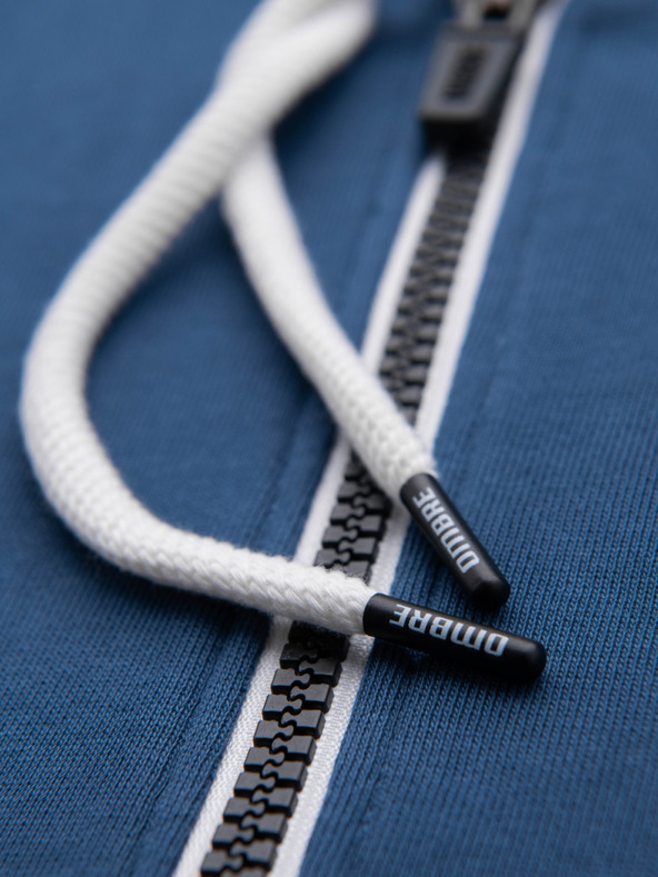 Ombre Clothing Férfi pamut pulóver BASIC zippes kapucnival - sötétkék V4 OM-SSBZ-0272 Ombre Clothing