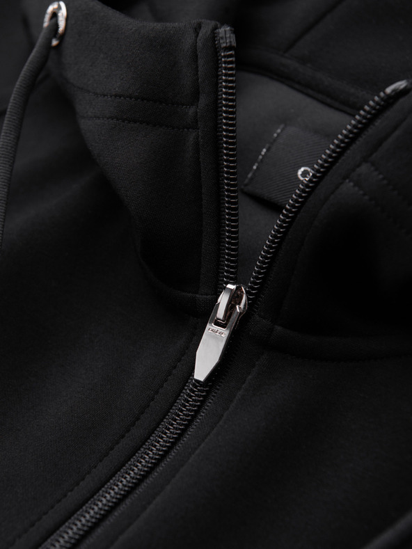 Ombre Clothing Férfi pulóver kapucnival sima kötésből - fekete V1 OM-SZBC-0196 Ombre Clothing