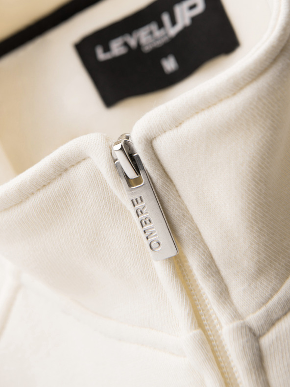 Ombre Clothing Férfi pulóver magas gallérral és szegélyezéssel - krém V3 B1718 Ombre Clothing