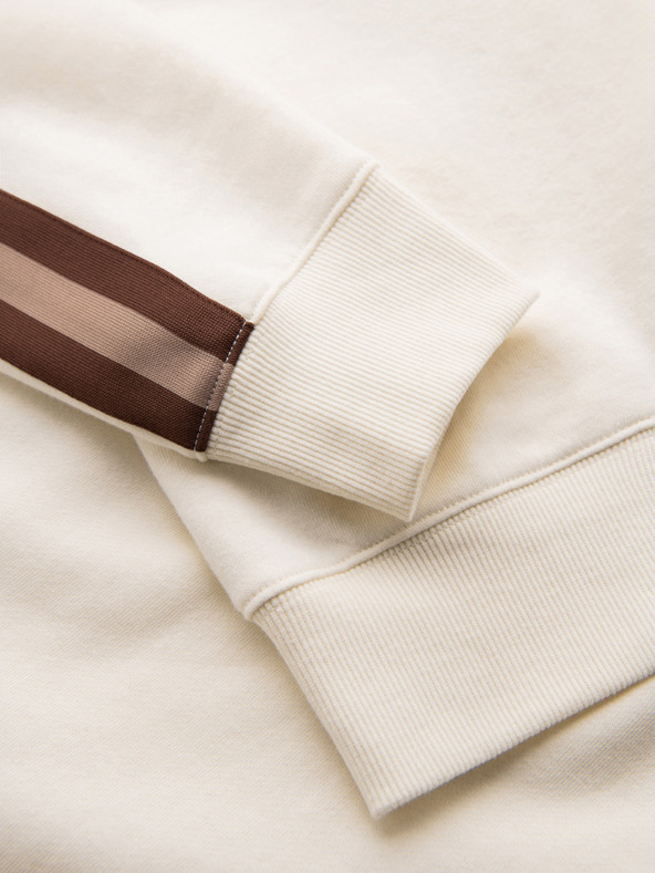 Ombre Clothing Férfi pulóver magas gallérral és szegélyezéssel - krém V3 B1718 Ombre Clothing