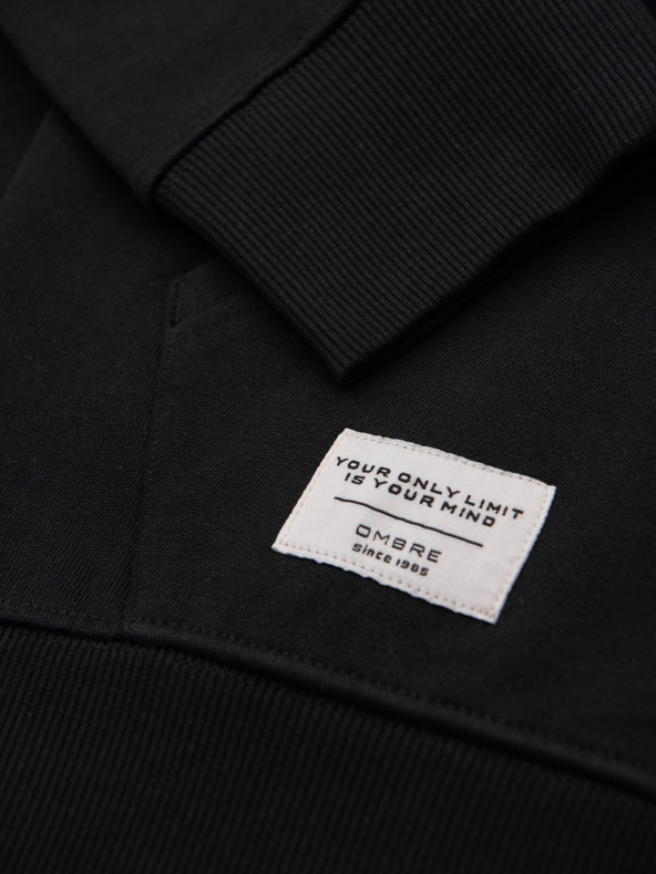 Ombre Clothing Férfi pamut rugalmas pulóver BASIC kapucnival - fekete V5 OM-SSBZ-0272 Ombre Clothing