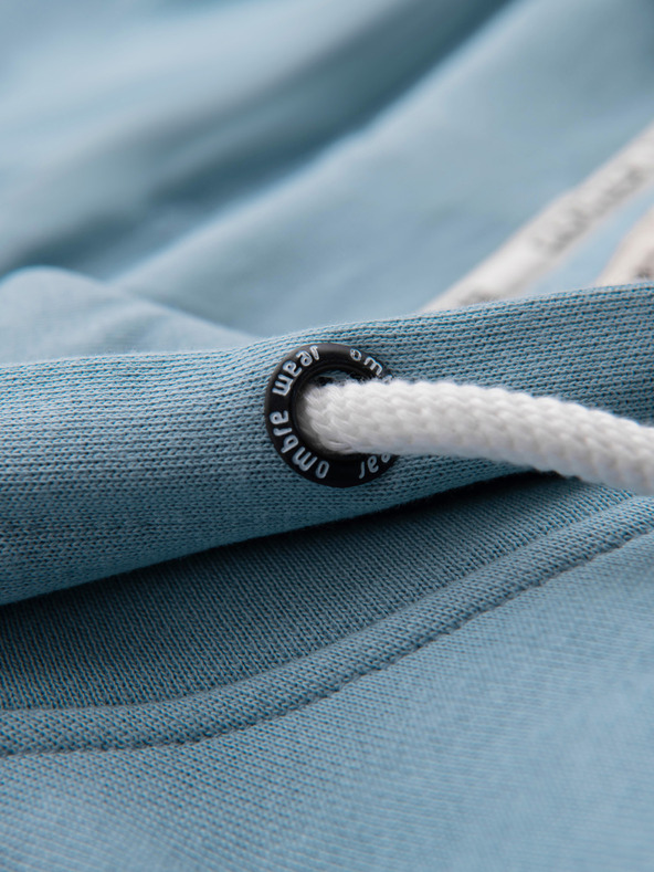 Ombre Clothing Férfi pamut rugalmas BASIC pulóver kapucnival - kék V7 OM-SSBZ-0272 Ombre Clothing